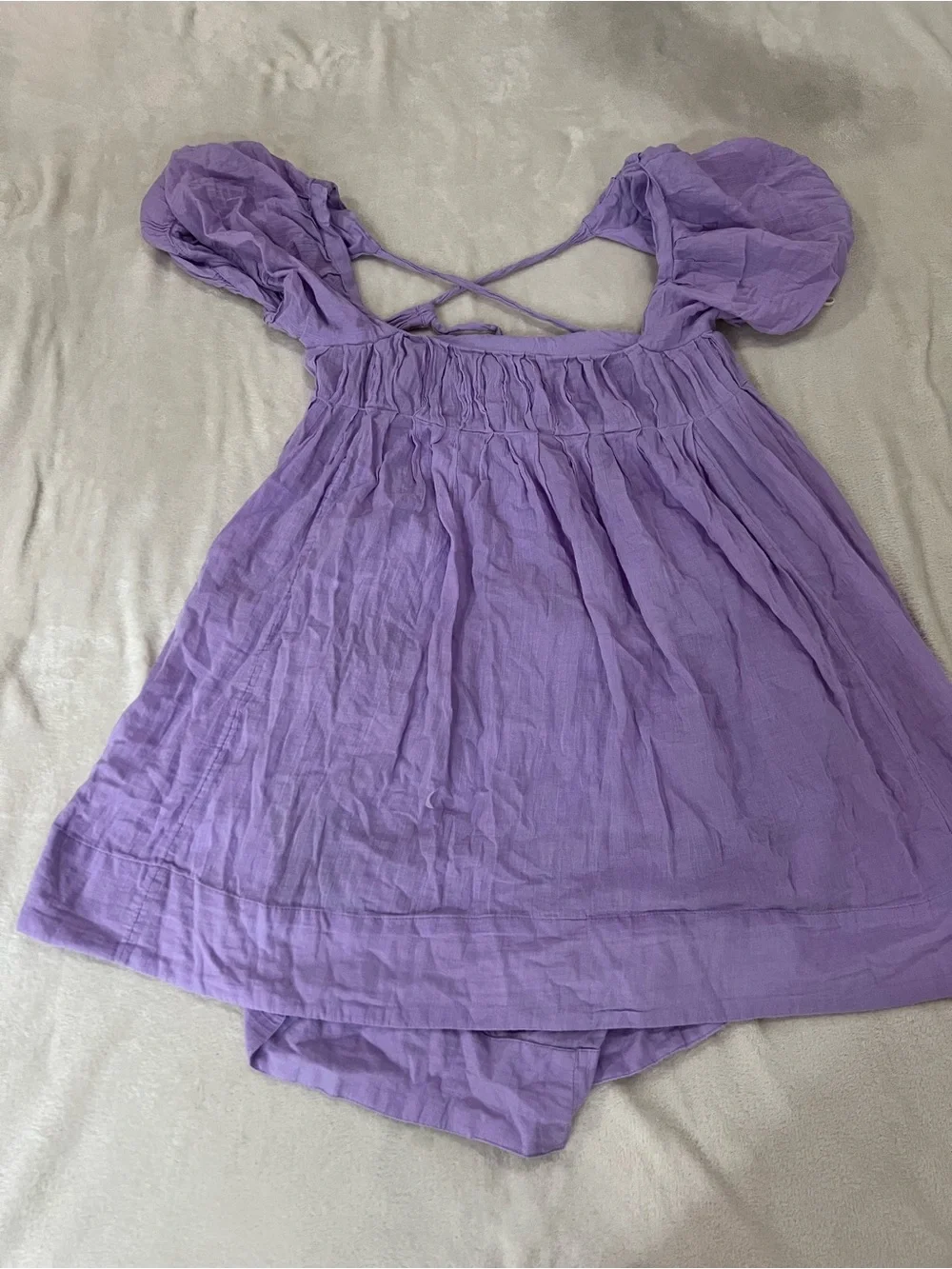 Free People Lavender Puff Sleeve Mini Dress - Picture 1 of 3